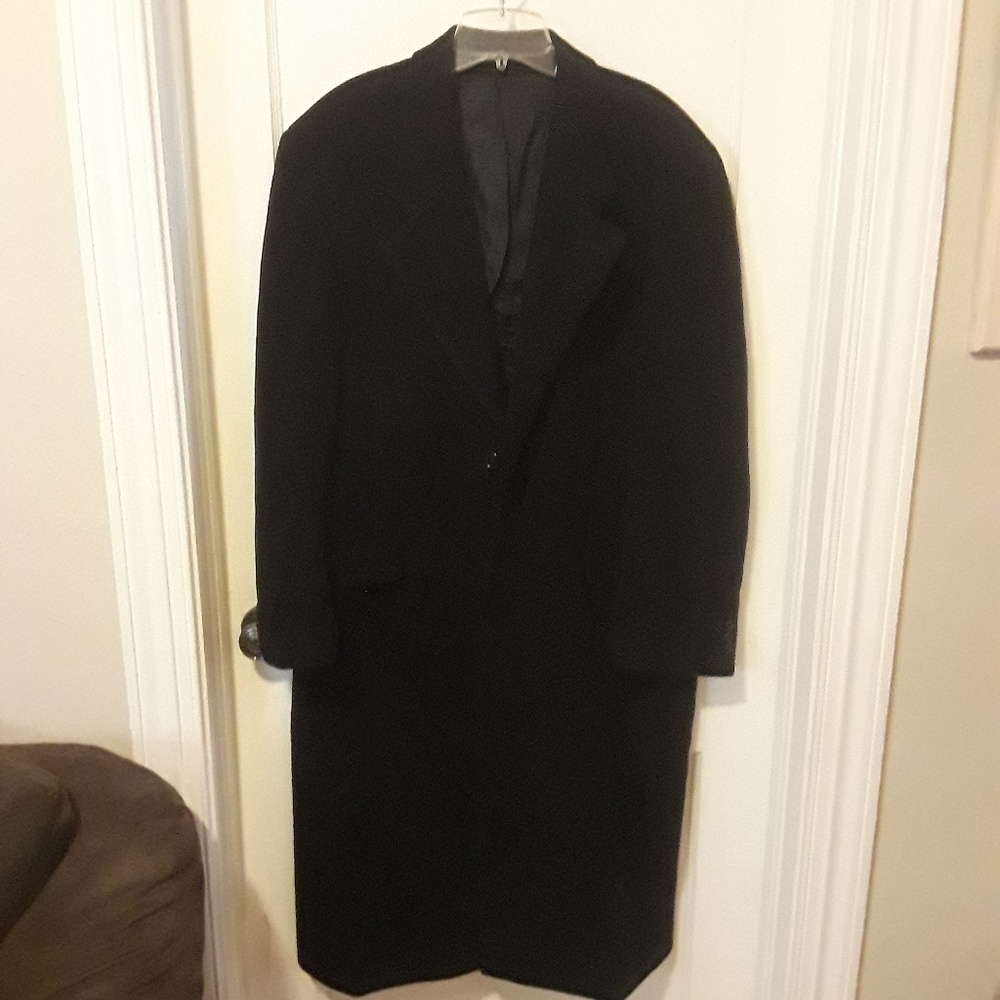 KASPER Navy Pea Coat 100% Wool Black w Lining Vtg